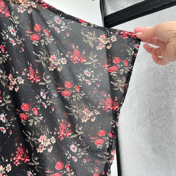 Angie Kimono Black Floral Women’s S Boho Festival Coverup - Picture 4 of 5